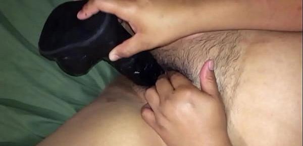 Brutal BBC Dildo Stretches Tight Gripping Latina Pussy